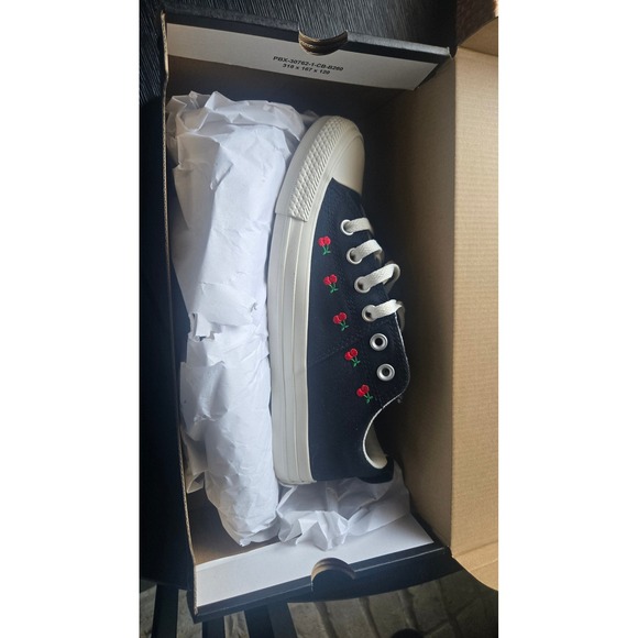 Converse Chuck Taylor All Star Low Top Cherry Embroidered Black Women's Shoes - Picture 2 of 4